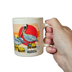 Vintage Florida Sunset Pelicans Souvenir 10oz Ceramic Coffee Mug